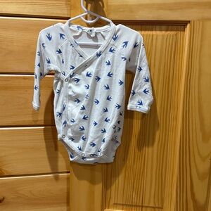 Kate Quinn Ivory Onesie  with Blue Bird Motif